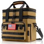 Codcey 19L Tactical Lunch Box for Men Heavy Duty Insulated Lunch Bags for Adults Expandable Double Deck Leakproof Large Lunch Bag Cooler for Work Picnic Travel(Khaki)