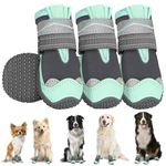 SlowTon Dog Boots for Injured Paws Waterproof, Dog Paw Protector for Rainy Winter Snow Dog Shoes with Reflective Strip Dual Adjustable Washable Non-Slip Dog Walking Boots for Small Medium Large Dogs