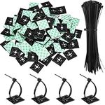 Hicarer 100 Pack Adhesive Clips for Wire Zip Tie Holder Mount Self Adhesive Cable Clip Tie Base Holder Black Wire Clip Multi Purpose Cord Cable Tie Sticky Desk Wall Organizer, Length 150 mm Width 2 cm