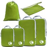 Cipway Compression Packing Cubes Set, Ultralight Expandable Travel Packing Organizers for Carry on Luggage (Green 6pcs)