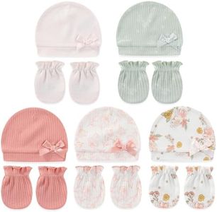 falianni Cute Baby Girl Hats Mittens Set 10-Pack New Born Boy Caps Gloves Suit 0-6 Months Infant Accessories Red