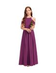 Junior Bridesmaid Dress for Teen Girls, Flower Girl Dresses A-line Halter Floor-Length Chiffon, Orchid, 14