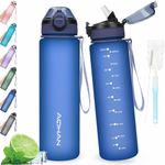 AOHAN Water Bottle 1L with Leak Proof Flip Top Lid, BPA Free Sport Drinking Bottle with Straw, Dishwasher Safe Water Bottle Non-Toxic Water Jug with Carrying Strap