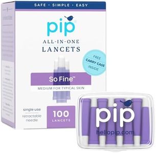 Pip Lancets for Diabetes Testing - All-in-One 30G Safety Lancets with Ultra-Thin 1.6mm Needle | Single Use Sterile Diabetic Lancet Device for Blood Sugar & Ketone Testing | Portable Design 100 Count