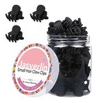 JASVERLIN Matte Black Small Hair Clips Tiny Claw for Fine Thin Hair, Women Little Girl Plastic Mini Hair Accessories Clamps Claw Clip for Styling Non-Slip Strong Grip Jaw 50pcs (Matte Black)