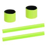 URAQT Reflector Strips, 4 Pcs Reflective Snap Band, Highly Reflective Wearable Wrist/Ankle Bands, Snap Safety Armbands for Cycling, Running, Adults, Children (Green)