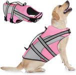 KOESON Ripstop Dog Life Jacket, Dog Life Vest with Superior Buoyancy Pet Swimming Safety Vest with Rescue Handle, Dog Float Coat Dog Life Preserver Lifesaver for Small Medium Large Dogs Light Pink M