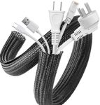 AGPTEK Cable Sleeve Cover, 20ft - 1 inch Cord Management Wire Organizer Under Desk, Home Office Computer Wire Cover Hider Cord Protector, Protect Pet Cat Dog from Chewing, Black