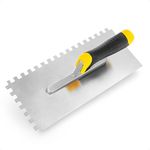 BILBAU Tiling Trowel for Tile Adhesive, 8mm Square Notched Grout Spreader, Tile Trowel 12cm x 28cm, Stainless Steel Hand Tools, Tiling Tools, and Home Improvement