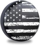 Jusen Black White Vintage American Flag Spare Tire Cover Protectors Weatherproof Dust-Proof for Fit for Jeep Wrangler RV, SUV, Truck Travel Trailer,Waterproof Tires 14" 15" 16" 17" 18''