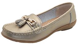 Ladies Jo & Joe LR Nautical Loafer Flatform Shoes Gold UK 6