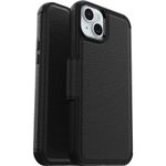 OtterBox Strada Case for iPhone 15 Plus for MagSafe, Shockproof, Drop proof, Premium Leather Protective Folio with Two Card Holders, 3x Tested to Military Standard, Black