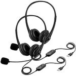 S SMAZINSTAR USB Headset with Microphone for PC Laptop, Professional Headphones For Adult Kids Adjustable Noise Cancelling Business Office Computer Headsets for with In-Line Control (2 Set)