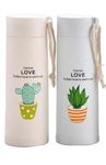 Pack of 2 - Premium Plant Print Glass Water Bottles, 450ml | Leak-Proof & BPA Free | Durable & Easy to Carry | Ideal for School, College & Outdoor (Random Colors)