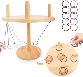 2 in 1 Ring Toss Game for All Age, Natural Wooden Ring Toss Game for Adult, Large Hook and Ring Game Use Indoor, Bar Accessories, Family Games Party Supplies
