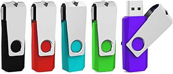 Aiibe 5 Pack 32GB Flash Drive USB 3.0 Flash Drive 32GB Thumb Drive Zip Drive USB Drives Memory Stick with Led Light (32G, 5 Colors: Black Red Cyan Green Purple)