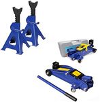 Heavy Duty 2 Tonne Hydraulic Trolley Floor Jack 135-320 mm Quick Lift with Case + 2Pcs 3 Ton Axle Stands Combo Kit