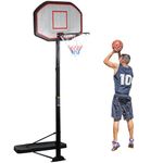 DAWOO Height Adjustable Basketball Hoop 200-305cm Professional Outdoor Basketball Net Stand Set System with 43 Inch Backboard & 2 Wheels Basketball Goals for Adults and Children