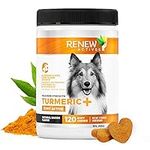 Renew Actives Dog Joint Pain Support Supplement Natural, Advanced Organic Turmeric Joint Supplement for Dogs - Canine Chewable Hip, Joint & A Cartilage Formula for Mobility - 120 Soft Chews