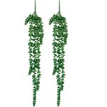 Tdas Artificial Succulent Plants Flowers Hanging Home Decor Items Plant Leaves For Living Room Hall Decorative Decoration Office (2-Pieces Hanging Set)( Green, Pack Of 2.)