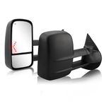 HFAUTO Pair Towing Side Mirrors for 07-13 Chevy Silverado/GMC Sierra Power Operated Extendable Tow Mirror Power Heated & LED Glass Turn Signal (Drive+ Passenger)