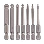 VESTTIO Ball End Hex Head Metric Allen Wrench Drill Screwdriver Bit Set 7PCS 1/4 Inch Hex Shank 2.56 Inch/65 mm Length S2 Steel with Magnetic for Power Screwdriver Drill Impact Driver