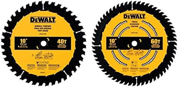 DEWALT 10-inch Miter Saw Blade/Table Saw Blade, 2-Pack, 40T and 60T General Purpose Combo (DWA110CMB)