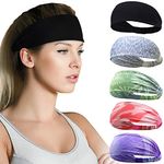 Beister Sports Headbands for Men & Women (5 Pack), Moisture Wicking Sweatbands, Elastic Non Slip Sweat Bands, Athletic Workout Fashion Wide Hair Bands for Running, Cycling, Basketball, Yoga