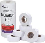 Perco Removable Adhesives White Labels For Monarch 1131 Price Gun - 1 Sleeve, 20,000 Labels - With Bonus Ink Roll