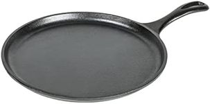 Lodge L9OG3 26.67 cm / 10.5 inch Pre-Seasoned Cast Iron Round Griddle / Pancake Pan, Black