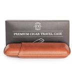 Two Cigar Travel Vegan Leather Case in Chestnut Brown