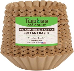 Tupkee Coffee Filters 8-12 Cups - Basket Style, 600 Count, Natural Brown Unbleached Coffee Filter, Made in The USA