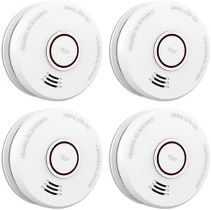 LSHOME 4 Pack Smoke Detector Fire Alarms 9V Battery Operated Photoelectric Sensor Smoke Alarms Easy to Install with Light Sound Warning, Test Button,9V Battery Included Fire Safety For home (GS526A-4)