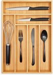 Juvale Bamboo Silverware Organizer for Drawer, Kitchen, 6 Slot Utensil Tray (17 x 11.75 x 1.75 In)