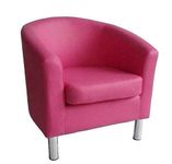 The Home Garden Store Designer Leather Tub Chair Armchair For Dining Living Room Office Reception (Pink)