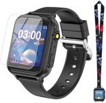 2G Smart Watch for Kids Gift for Girls Ages 4-12 - Includes Screen Protector, 30+ Games, 140 Learning Cards, HD Touch Screen, Camera, Music, Pedometer - Fun & Educational Birthday Gift Idea (Black)