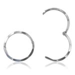 13MM Diamond Cut Square/Flat Edged Tube Half Hinged Sterling Silver Sleeper Hoop Earrings for Women Men Girls - Polished Unisex Round Hoop Earrings