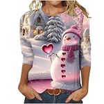 Zeiayuas Xmas Jumper for Womens Clearance, Christmas Funny Novelty Graphic Sweatshirt Cute Elk Print Pullover Casual Long Sleeve Crewneck Tops Reindeer Christmas Tree Xmas Sweatshirts Top Ladies