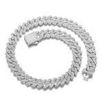 Women Cuban Link Chain Choker Necklace Silver Crystal Diamond Miami Cuban Necklace 12mm 20 inch Iced Out Chain Bling Hip Hop Jewelry for Womens Gift