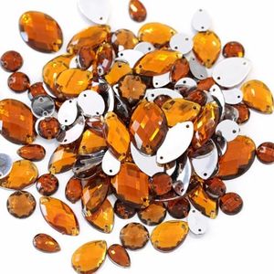 230Pcs Mixed Shape Crystal Sew On Rhinestones Gems Acrylic Flatback Diamante Stones Strass Sewing for Crafts DIY Handicrafts Clothing Wedding Dress Shoes Bag Decorations Accessories(11 Coffee)