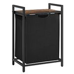 VASAGLE Laundry Basket, Laundry Hamper, Pull-Out and Removable Laundry Bag, Shelf, Metal Frame, 65L, 50 x 33 x 72 cm, Rustic Brown and Black BLH101B01