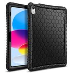 FINTIE Silicone Case Compatible with iPad 10th Generation (2022) 10.9 inch - [Honey Comb] Slim Anti Slip Shockproof Soft Protective Bumper Cover, Black