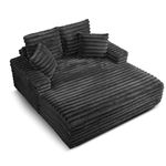 SAMERY 60'' Oversized Chaise Lounge Chair Indoor, Corduroy Upholstered Sleeper Sofa Bed, Deep Seat Sleeper Couch Cozy Reading Chairs Cloud Sofas Couches for Living Room Bedroom Movie Room (Gray)