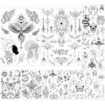 glaryyears 100+ tattoos Black Temporary Fake Tattoos for Women Men Adults, Snake Butterfly Sun Moon Planets Dreamcatcher Designs Tattoo Stickers on Chest Waist Waterproof Body Art Large Size 9 Sheets