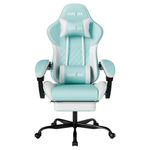 SUKIDA Light Blue Gaming Chair Massage - Gamer Chair Adult Gamers Choice Size Cool Big People, PC Video Game Ergonomic Gamingchair with Footrest, Racing Office Computer Reclining Comfortable Recliner
