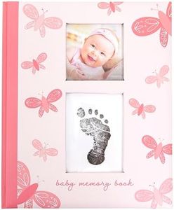 Little Blossoms Butterfly First 5 Years Memory Book, Baby Girl Keepsake, Baby Milestone Book, Pregnancy Journal, With Ink Pad For Newborn Handprint or Footprint, Pink