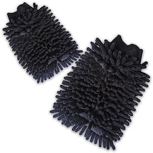 gunhunt Pack-2 Car Wash Mitt Microfiber, 5.51In x 9.05In Chenille Microfiber Wash Mitt Scratch Free, Hand Car Washing Care Cleaning Kit, Dust Cover (Black)