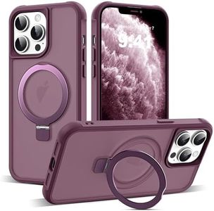 SKYLMW Compatible with iPhone 11 Pro Max Case with Invisible Magnetic O-Ring Stand Military-Grade Translucent Case for iPhone 11 ProMax 6.5" [Compatible with MagSafe][Great Grip Feeling], Wine Red