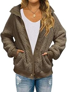 MEROKEETY Women's 2024 Winter Long Sleeve Button Sherpa Jacket Coat Casual Warm Fleece