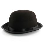 Adults Black Bowler Hat - Pack of 1-58cm Felt Bowler Hat - Mens Ladies Victorian Fancy Dress Costume